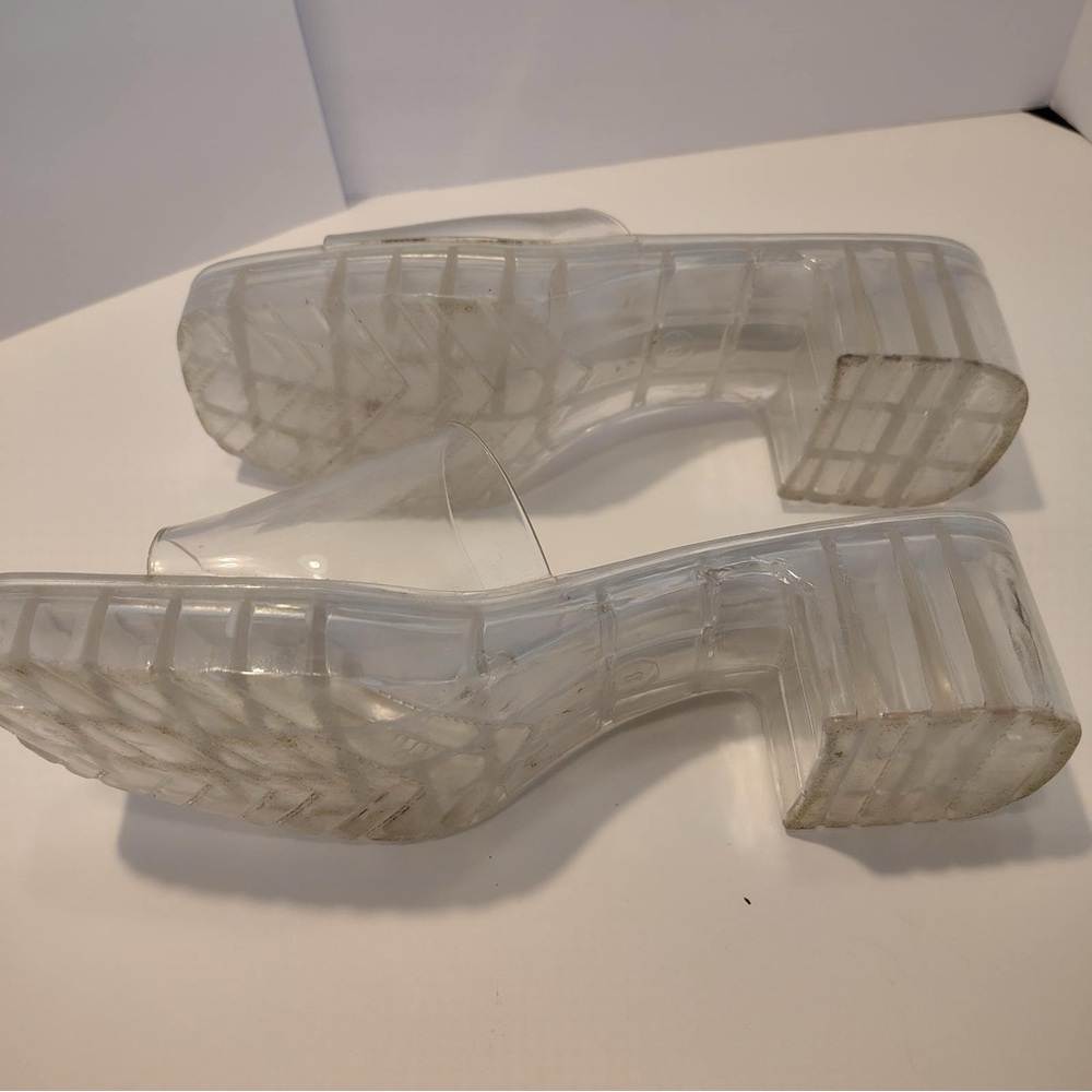 Clear Urban Outfitters 90’s Y2K Heels Jelly Chunky Clueless Womens Sz 8 - Picture 7 of 10